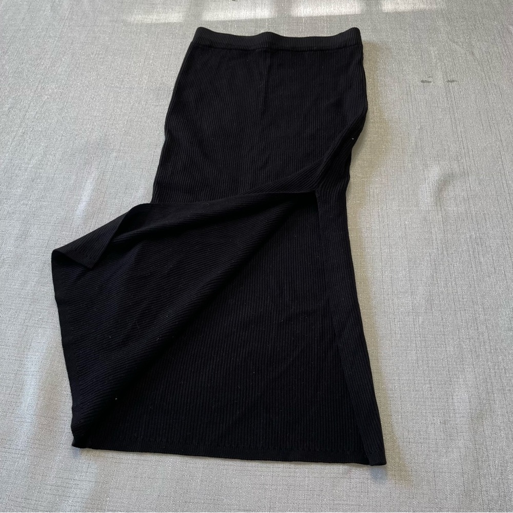 House of HARLOW 1960 AUDREY RIBBED SLIT SKIRT Black Neutral Size XS - Picture 6 of 10